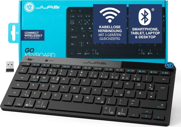 JLab Epic Wireless Keyboard, schwarz, USB/Bluetooth, DE