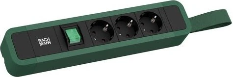 Bachmann Primo 2, 3-fach, mit Schlaufe, Schalter, 2m, grün/schwarz