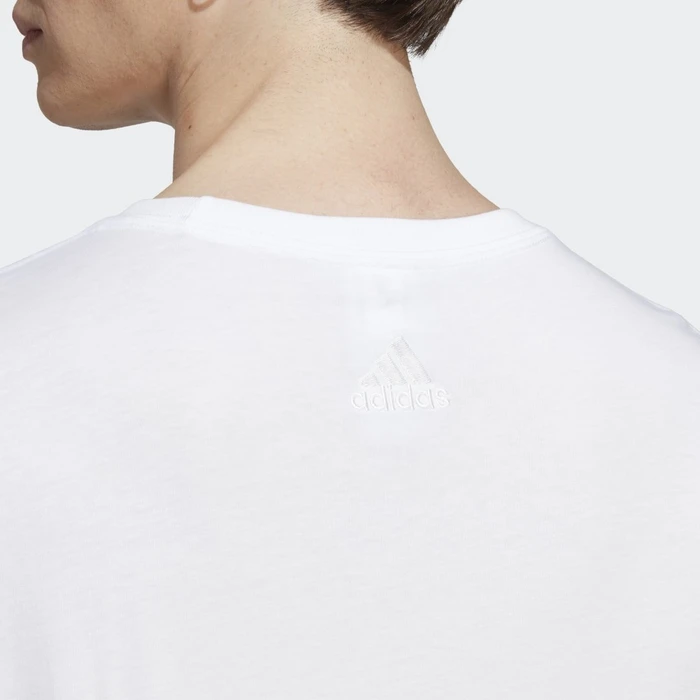 adidas Essentials Single Jersey Linear Embroidered Logo T-Shirt kurzarm weiß/schwarz (Herren)