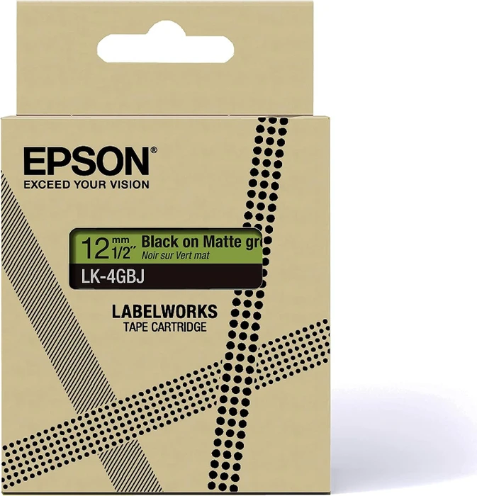 Epson LK-4GBJ Beschriftungsband, 12mm, schwarz/mattgrün