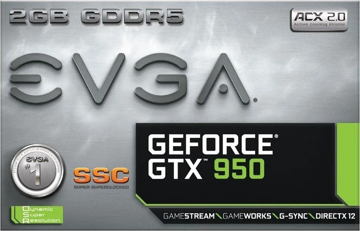 EVGA GeForce GTX 950 SSC, 2GB GDDR5, DVI, HDMI, 3x DP