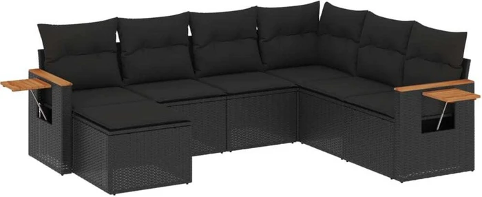 vidaXL Polyrattan Gartensofa mit Kissen