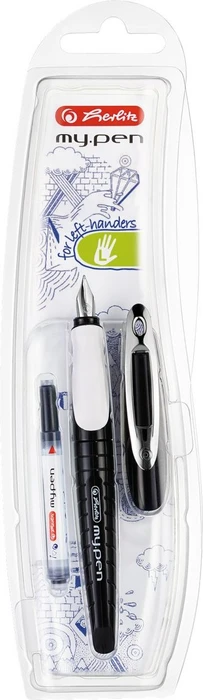 Herlitz my.pen schwarz/weiß, linke Hand, Blister