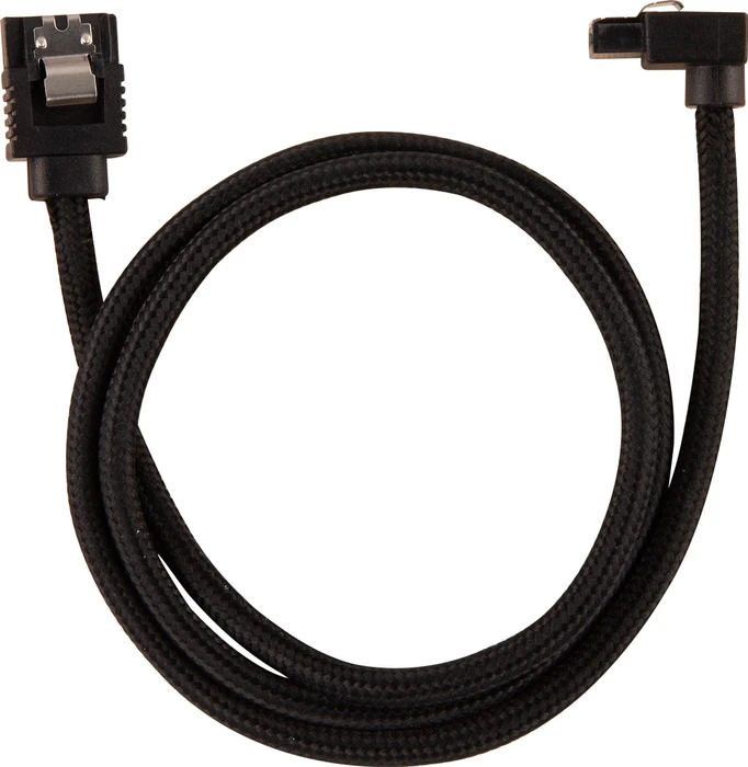 Corsair Premium Sleeved SATA 6Gb/s Kabel schwarz 0.6m, gewinkelt