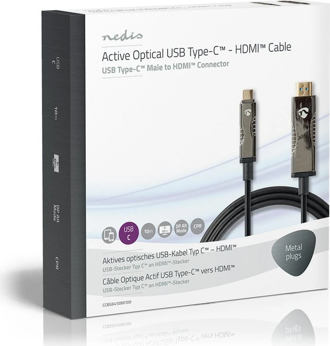 Nedis USB-C 3.1 [Stecker] auf HDMI [Stecker] 4K 60Hz Adapterkabel schwarz, 10m
