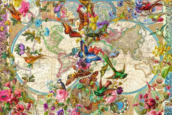 Ravensburger Puzzle Weltkarte mit Schmetterlingen