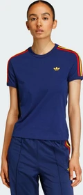 adidas 3-Streifen Slim T-Shirt kurzarm dark blue/team power red 2/crew yellow (Damen)