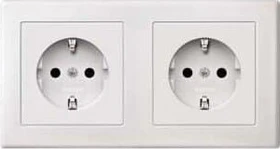 Merten System M M-Smart SCHUKO-Doppel-Steckdose Steckklemmen, polarweiß