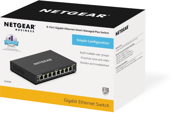 Netgear SOHO GS300 Desktop Gigabit Smart Switch, 8x RJ-45