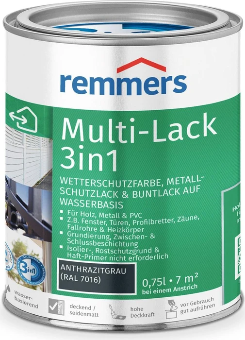 Remmers Multi-Lack 3in1 Metallschutzmittel anthrazitgrau (RAL7016), 750ml
