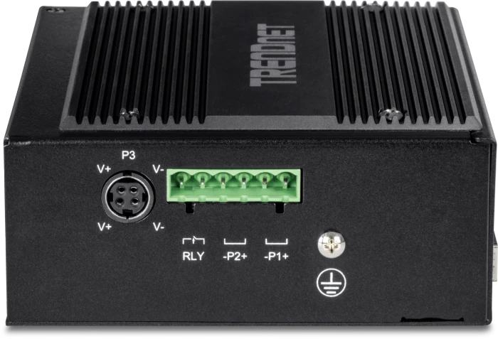 TRENDnet TI Hardened Industrial Railmount Gigabit Switch, 8x RJ-45, 2x RJ-45/SFP, 360W PoE++