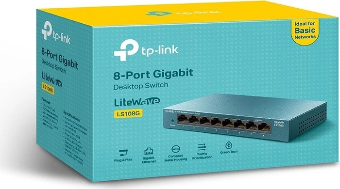 TP-Link LS100 LiteWave Desktop Gigabit Switch, 8x RJ-45