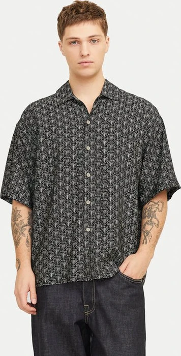 Jack & Jones Wide Fit Hemd kurzarm schwarz (Herren)