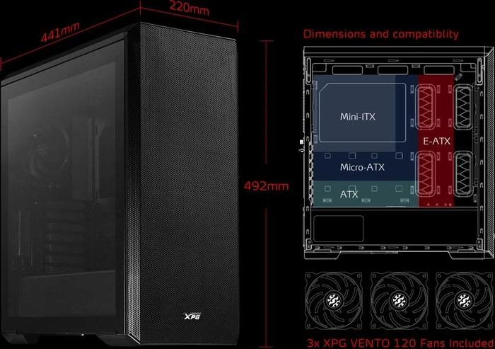 ADATA XPG Defender, schwarz, Glasfenster