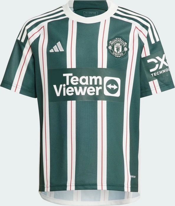 adidas Manchester United 2023/2024 Auswärtstrikot green night/core white/active maroon (Junior)
