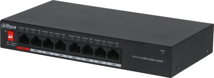 Dahua PFS30 Desktop Gigabit Switch, 8x RJ-45, 96W PoE++