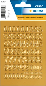 Herma Zahlenetiketten 0-9, 6x12mm, gold, 1 Blatt (63 Etiketten)