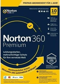 NortonLifeLock Norton 360 Premium, 10 User, 1 Jahr (deutsch) (Multi-Device) (21394925)