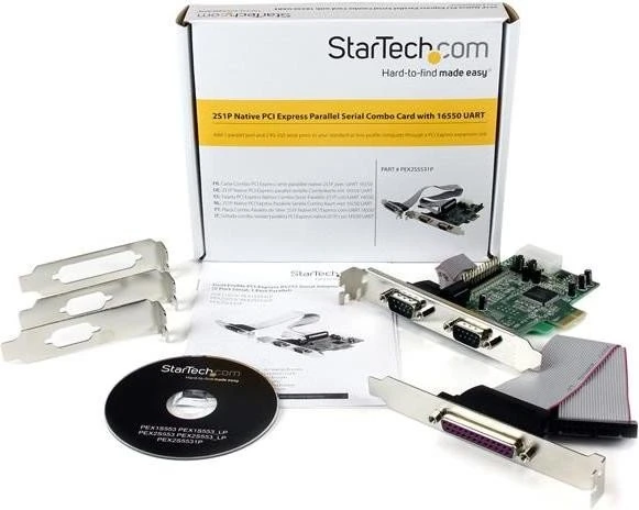 StarTech PEX2S5531P, 2x seriell RS232, 1x parallel, PCIe x1