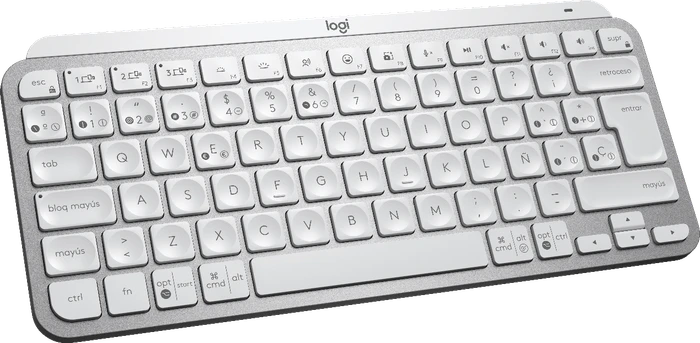 Logitech MX Keys Mini, LEDs weiß, Logi Bolt, Pale Gray, weiß/grau, USB/Bluetooth, ES