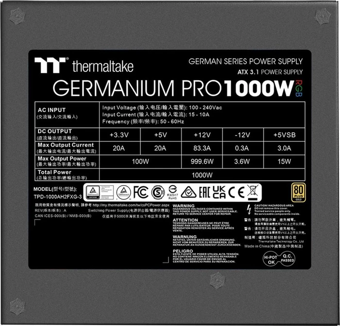 Thermaltake Germanium Pro RGB 1000W, ATX 3.1