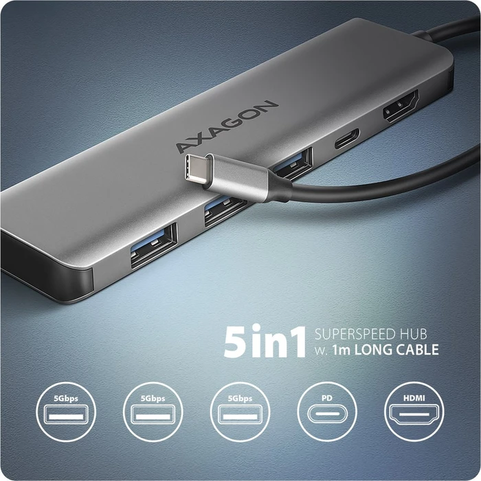 Axagon 5in1 Hub, USB-C 3.0 [Stecker]