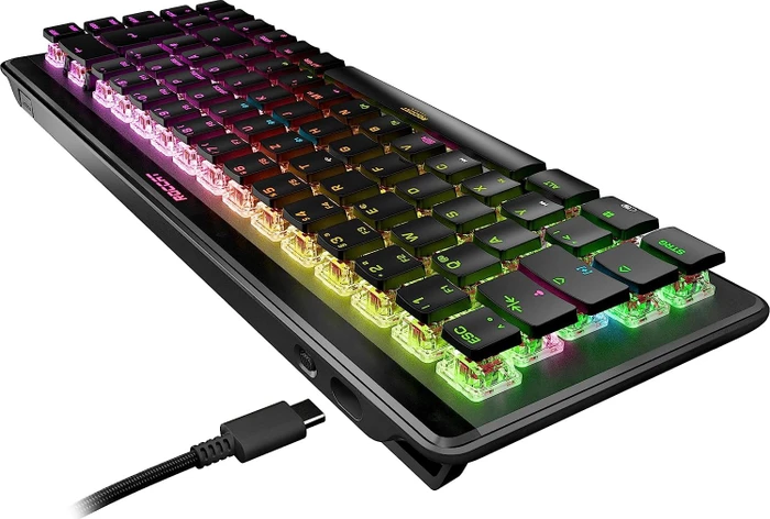 Roccat Vulcan II Mini Air, LEDs RGB, schwarz, TITAN II OPTICAL RED, USB/Bluetooth, DE