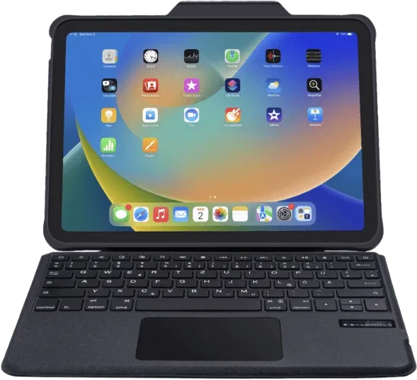 Deqster Rugged Touch Keyboard Folio für iPad 10, grau, DE