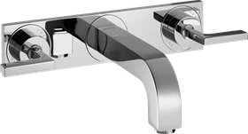 Hansgrohe Axor Citterio 3-Loch Waschtischarmatur für Wandmontage mit Hebelgriffen und Platte chrom