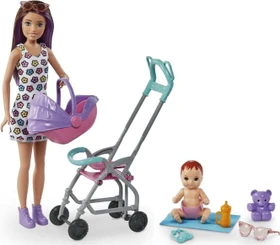 Mattel Barbie - Skipper Babysitter Puppe und Kinderwagen-Spielset brünett