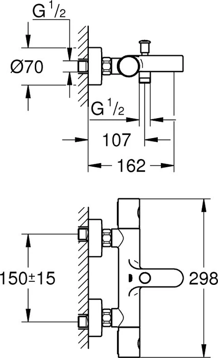 Grohe Precision Get Thermostat-Wannenbatterie 1/2" chrom