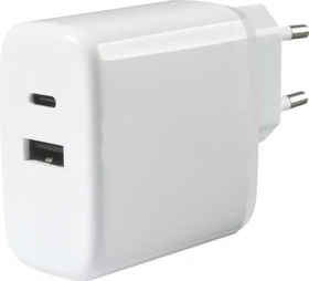 Vivanco 65W Dual Schnellladegerät mit GaN Technologie inkl. USB USB-C Kabel weiß