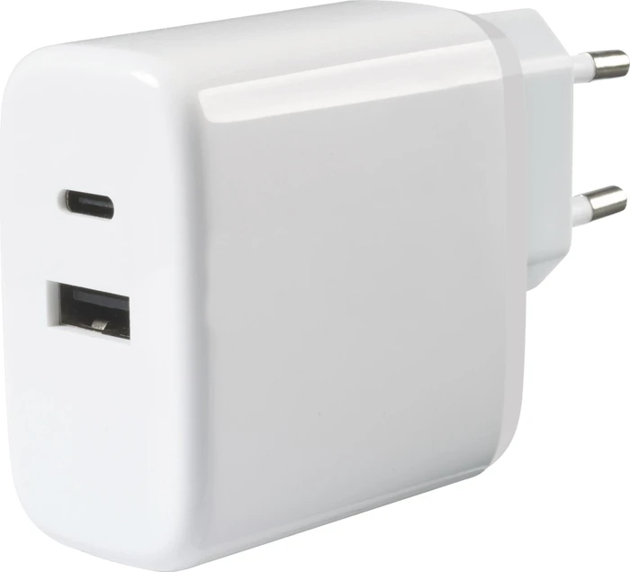Vivanco 65W Dual Schnellladegerät mit GaN Technologie inkl. USB USB-C Kabel weiß
