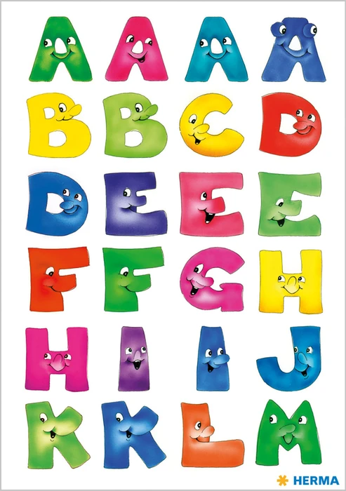 Herma Buchstabenetiketten A-Z, 20x20mm, wetterfest, schwarz, 2 Blatt (48 Etiketten)