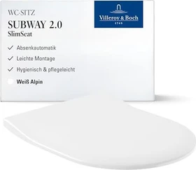 Villeroy & Boch Subway 2.0 WC-Sitz SlimSeat mit Absenkautomatik mit abnehmbaren Sitz, weiß alpin