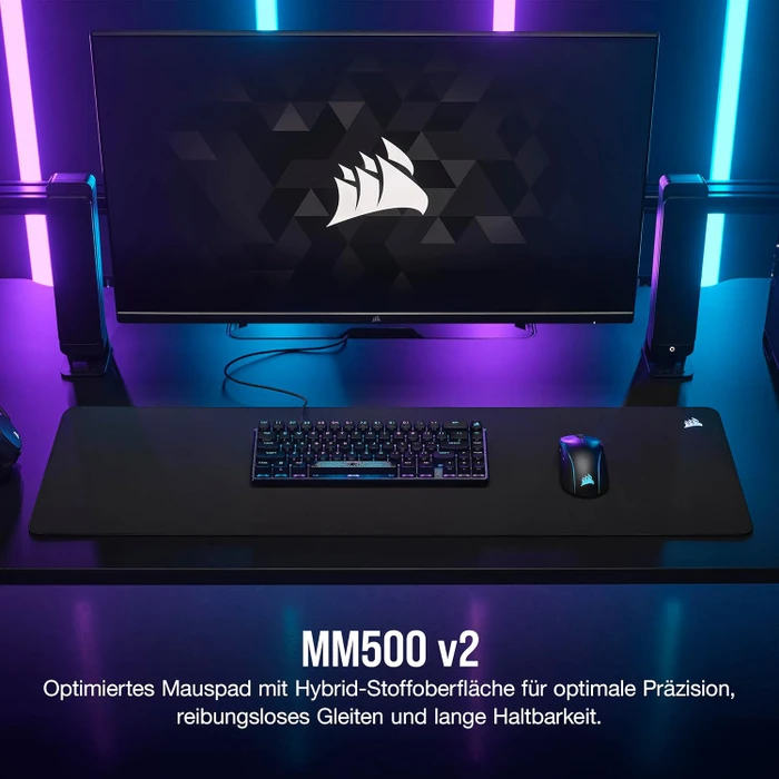 Corsair MM500 v2 Hybrid-Stoff Gaming-Mauspad, extended, schwarz