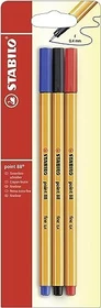 STABILO point 88 schwarz/rot/blau, 3er-Pack