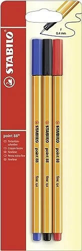 STABILO point 88 schwarz/rot/blau, 3er-Pack