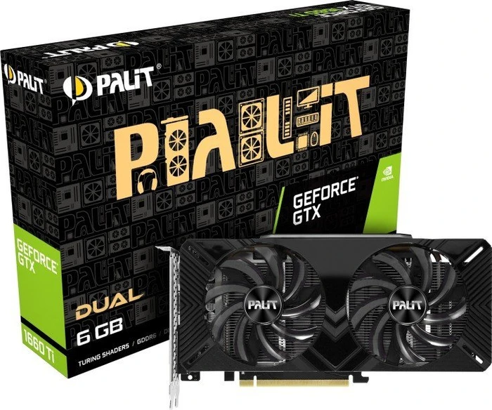 Palit GeForce GTX 1660 Ti Dual (LED-Beleuchtung), 6GB GDDR6, DVI, HDMI, DP