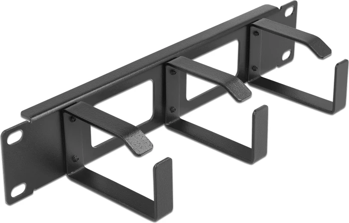DeLOCK 10" Kabelmanagement Rangierpanel, mit 2 Öffnungen, 3 Bügel, schwarz, 1HE