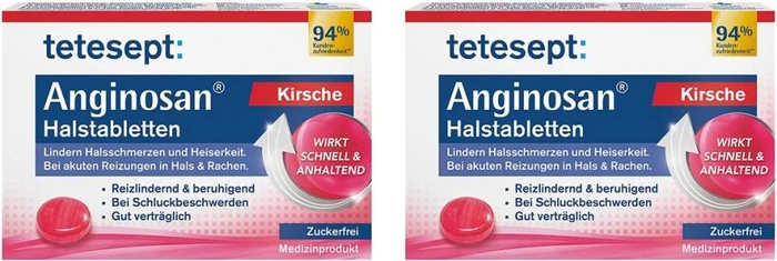 Tetesept Anginosan Halstabletten zuckerfrei Kirsche, 40 Stück (2x 20 Stück)