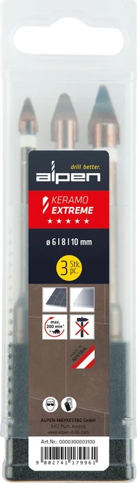 Alpen Keramo Extreme Fliesenbohrer-Sortiment, 3-tlg.