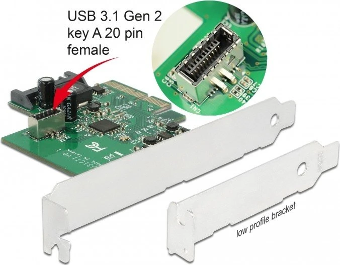 DeLOCK intern 20-Pin Key-A USB 3.1, PCIe 3.0 x4