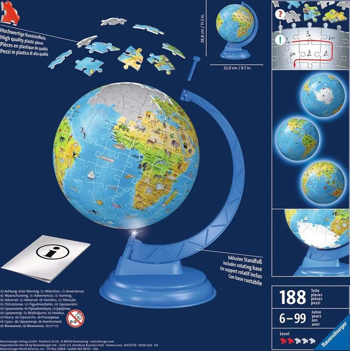 Ravensburger Puzzle Kinderglobus mit Licht in deutscher Sprache