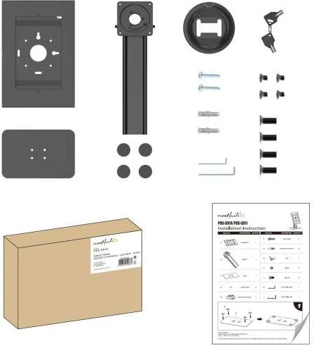 PureMounts DS Tablet Stand with Lockable Tablet Case, Tablet-Stand 9.7-10.5", schwarz