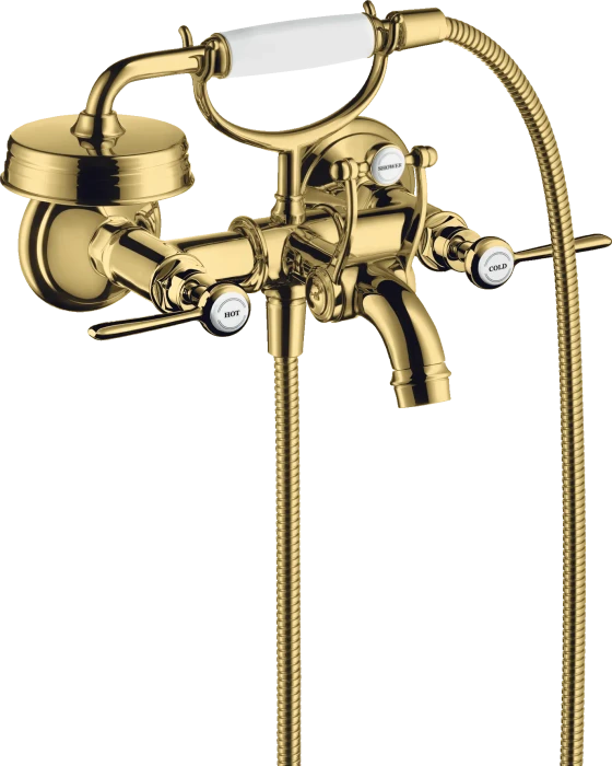 Hansgrohe Axor Montreux 2-Griff Wannenarmatur Aufputz mit Hebelgriffen polished goldoptik