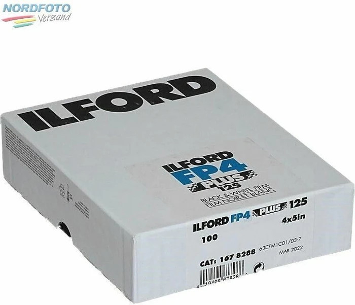 Ilford FP4 Plus ISO 125/22° 4x5" S/W-Planfilm 100 Blatt
