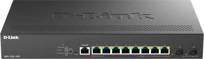 D-Link DMS-1250 Rackmount 2.5G Smart Switch, 8x RJ-45, 2x SFP+, 240W PoE+