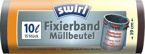 Swirl Fixierband Müllbeutel 10l, 15 Stück