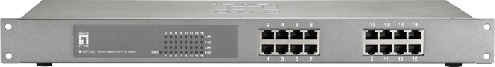 LevelOne GEP Rackmount Gigabit Switch, 16x RJ-45, 480W PoE+